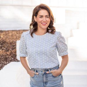 Jillian Harris Blue Skies Eyelet Top BNWT